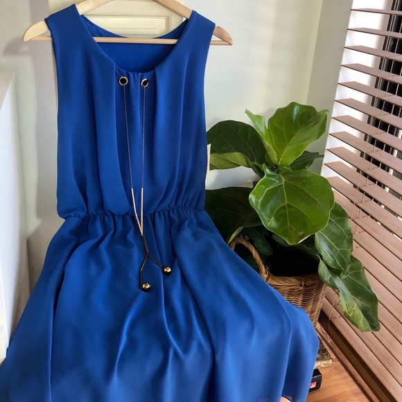 Vivi Fashion Royal Blue Dress with Chain - Picture 1 of 5